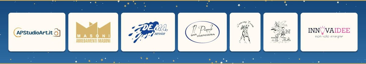 I loghi degli sponsor di Natale Azzurro:
      AP Studio Art, Arredamenti Masoni, DE.MA. Service, Pasticceria Il Pinolo,
      Dancing Team, Pan di Terra, Innova Idee