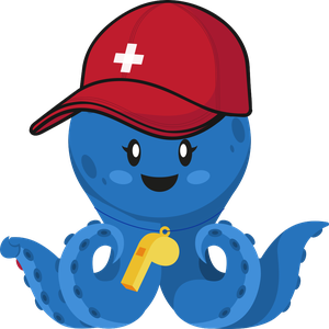 Polpo Polino vestito da bagnino, la mascotte del Bagno Azzurro